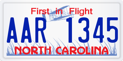 NC license plate AAR1345