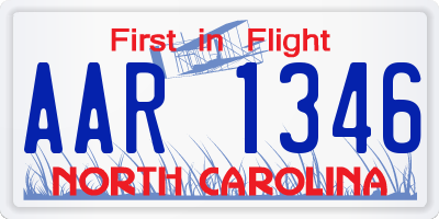 NC license plate AAR1346