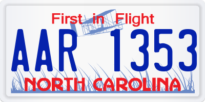 NC license plate AAR1353