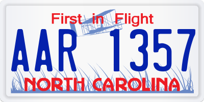 NC license plate AAR1357