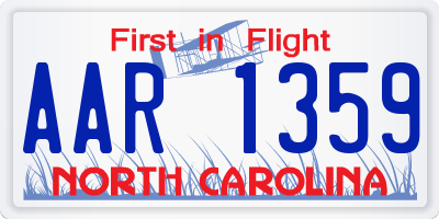 NC license plate AAR1359