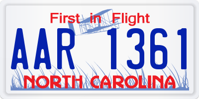 NC license plate AAR1361