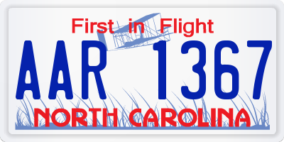 NC license plate AAR1367