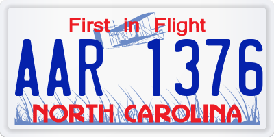 NC license plate AAR1376