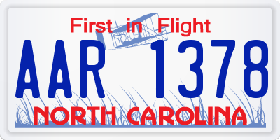 NC license plate AAR1378