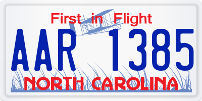 NC license plate AAR1385