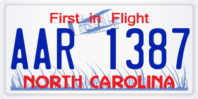 NC license plate AAR1387