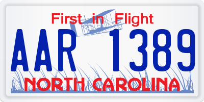 NC license plate AAR1389