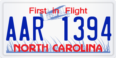 NC license plate AAR1394