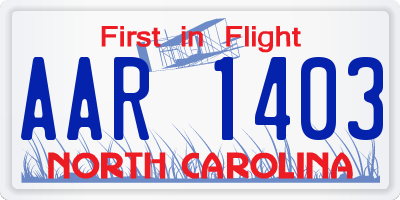 NC license plate AAR1403