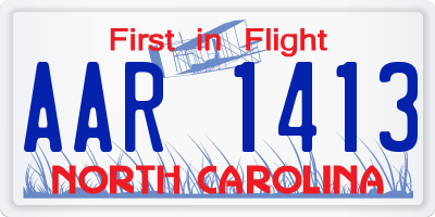 NC license plate AAR1413