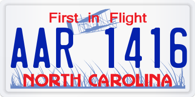 NC license plate AAR1416