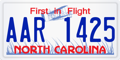 NC license plate AAR1425