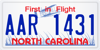 NC license plate AAR1431