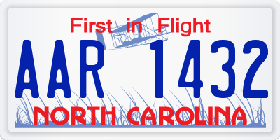 NC license plate AAR1432