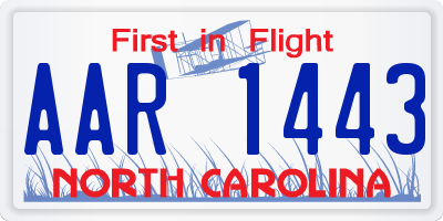 NC license plate AAR1443