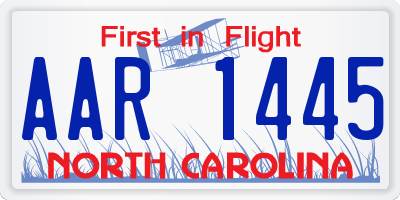 NC license plate AAR1445