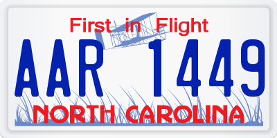 NC license plate AAR1449