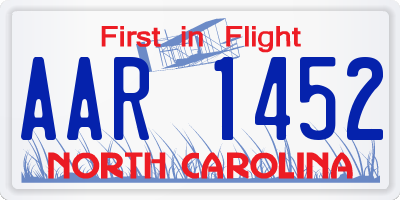 NC license plate AAR1452