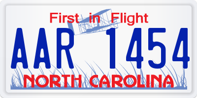 NC license plate AAR1454