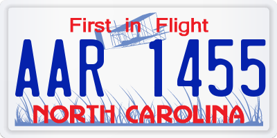 NC license plate AAR1455