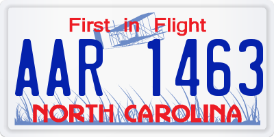 NC license plate AAR1463