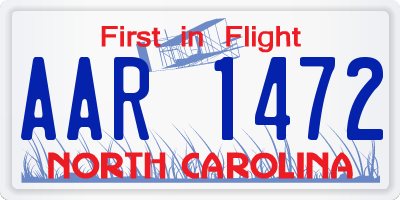 NC license plate AAR1472