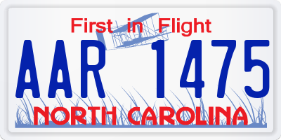 NC license plate AAR1475