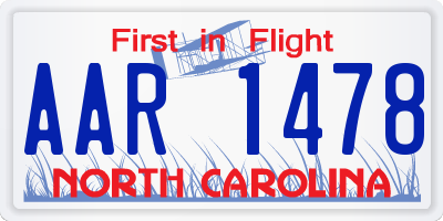 NC license plate AAR1478