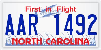 NC license plate AAR1492