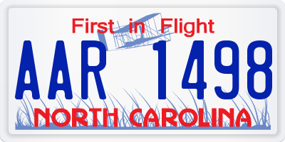 NC license plate AAR1498