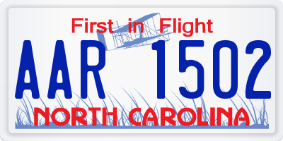 NC license plate AAR1502