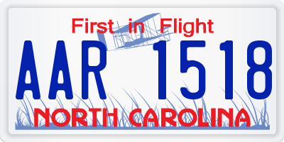 NC license plate AAR1518