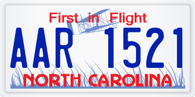 NC license plate AAR1521