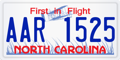 NC license plate AAR1525