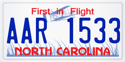 NC license plate AAR1533