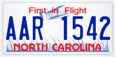 NC license plate AAR1542
