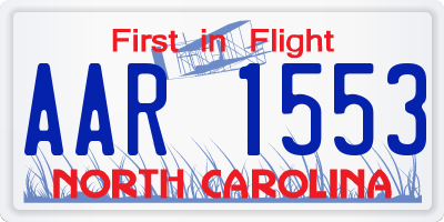 NC license plate AAR1553