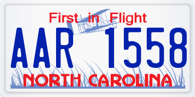 NC license plate AAR1558
