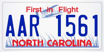 NC license plate AAR1561
