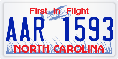 NC license plate AAR1593