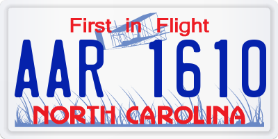 NC license plate AAR1610