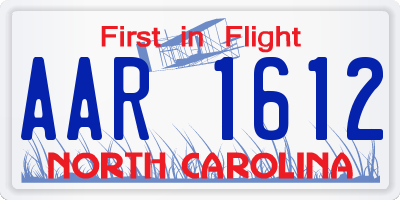 NC license plate AAR1612