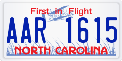NC license plate AAR1615