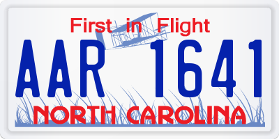 NC license plate AAR1641