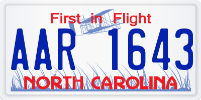 NC license plate AAR1643