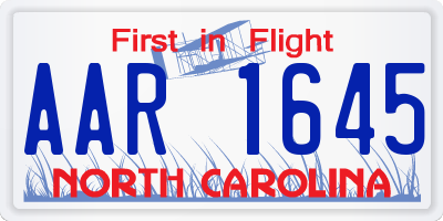 NC license plate AAR1645
