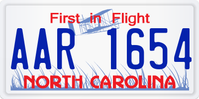 NC license plate AAR1654