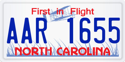 NC license plate AAR1655