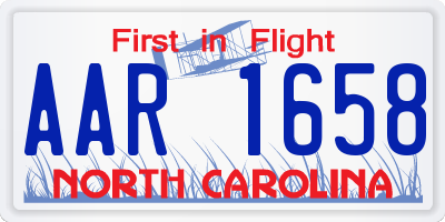 NC license plate AAR1658